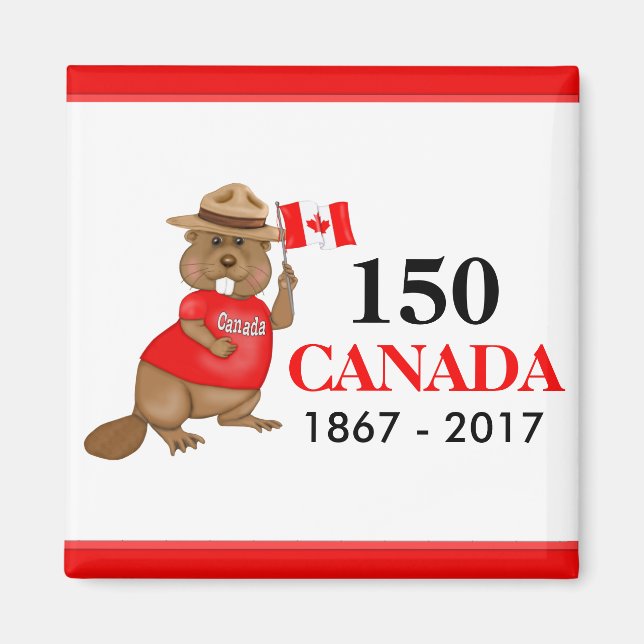 stolt Canadian Beaver 150-årsdagen Magnet (Framsidan)