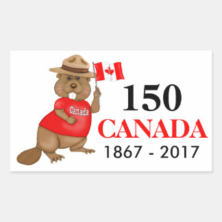 stolt Canadian Beaver 150-årsdagen Rektangulärt Klistermärke