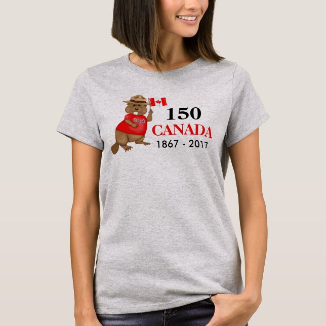 stolt Canadian Beaver 150-årsdagen Tee (Framsida)