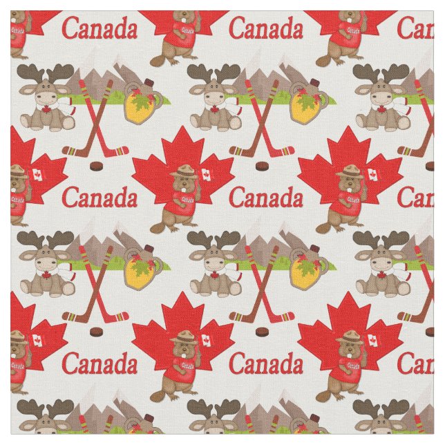 stolt Canadian Beaver Moose Fabric Small Print Tyg (Närbild)