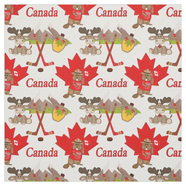stolt Canadian Beaver och Moose Fabric Tyg (Provkarta)