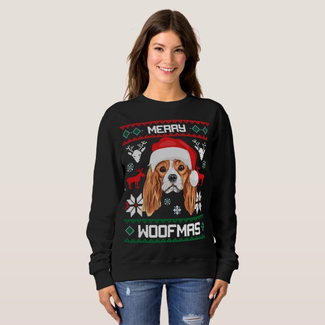 Stolt Charles för kung Spaniel glada Woofmas T Shirt (Hel framsida)