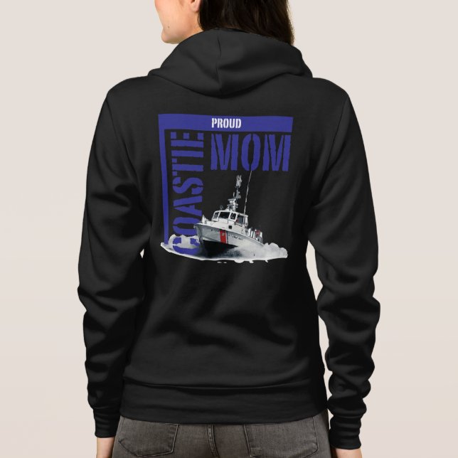 Stolt Coastie mamma/fartygHoodie T Shirt (Baksida)