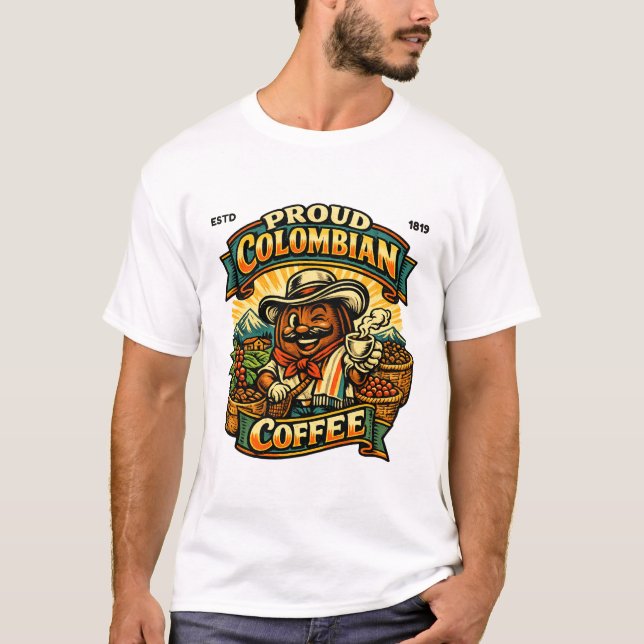 Stolt colombiansk kaffe t shirt (Framsida)