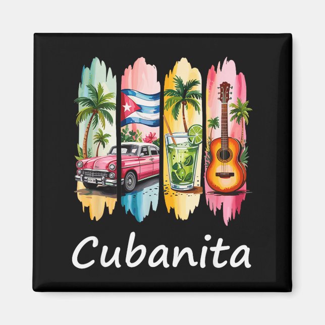 Stolt Cubanita Kubansk Flagga Gitarr Mojito Bil De Magnet (Framsidan)
