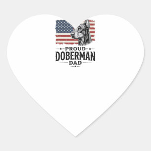 Stolt Doberman Pappa Vintage Flag Vector Design_1 Hjärtformat Klistermärke