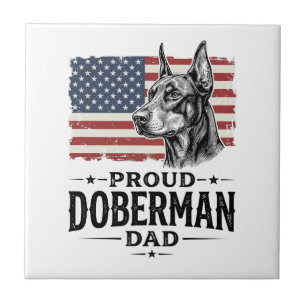 Stolt Doberman Pappa Vintage Flag Vector Design_1 Kakelplatta