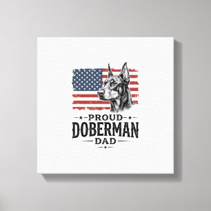 Stolt Dobermann Pappa Vintage Flagga Vektor Design Canvastryck