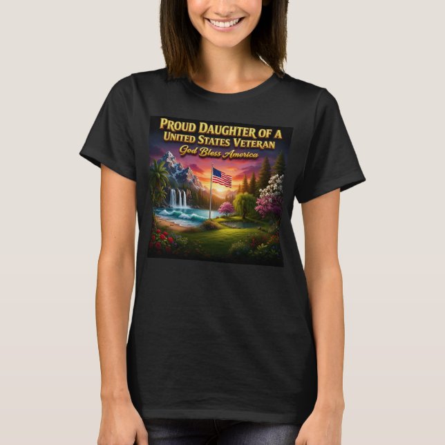 Stolt dotter till en amerikansk veteran grafik t shirt (Framsida)