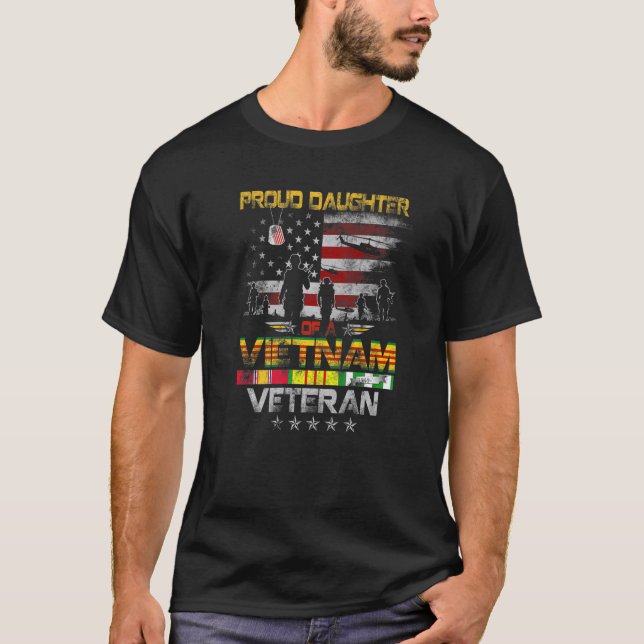 stolt dotter till Vietnams Veteranska Flagga Vietn T Shirt (Framsida)