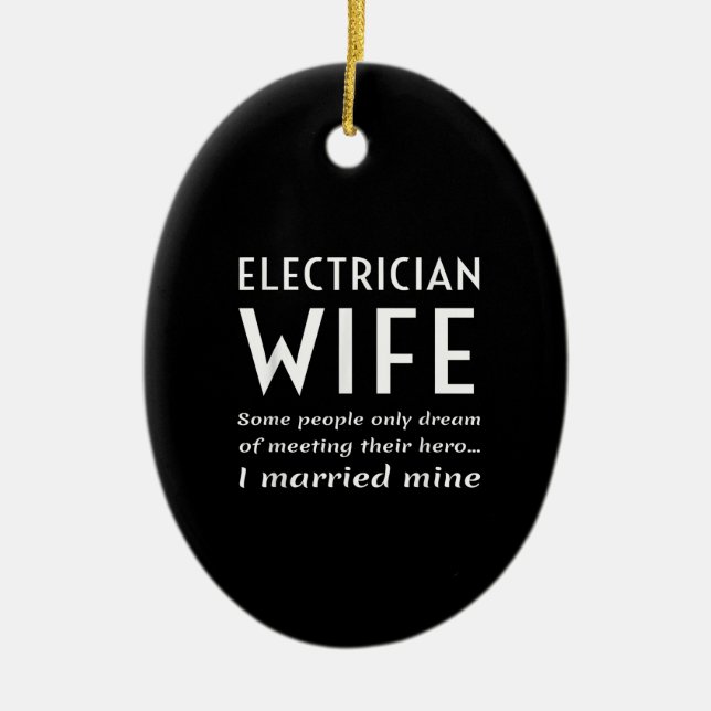 stolt elektrisk hustru till en elproducent julgransprydnad keramik (Framsidan)