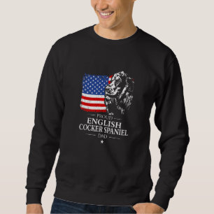 Stolt engelsk Cocker Spaniel Pappa Amerikansk Flag Lång Ärmad Tröja