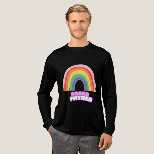 Stolt Fader Regnbåge Pappa Fars Dag Söt Retro D T Shirt (Hel framsida)