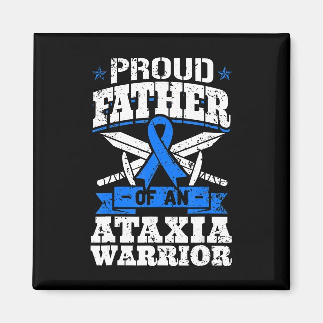stolt Far i en Ataxi Warrior Awareness Ribbon Magnet (Framsidan)
