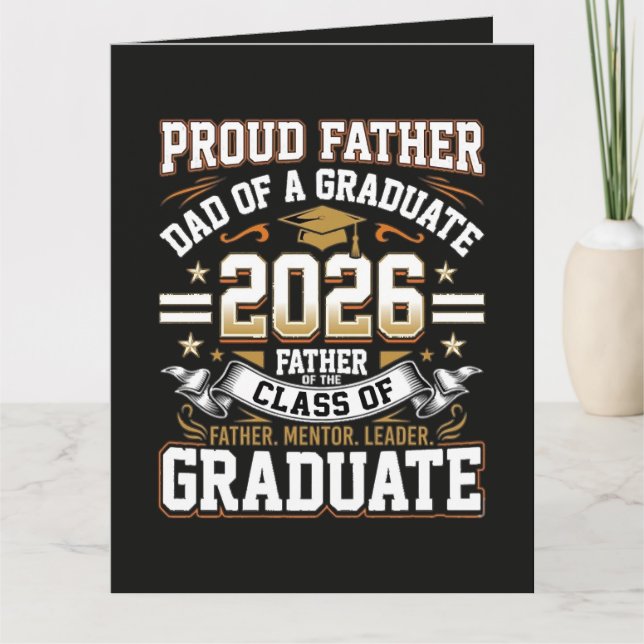 Stolt far, klass 2026 examen kort (Framsida)