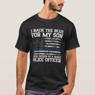 stolt Far om en Modig polisman, blå linje S T Shirt
