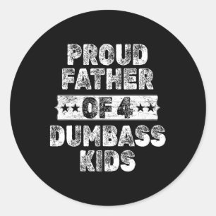 stolt Far över fyra Dumb Kids Funny Vintage Far Runt Klistermärke