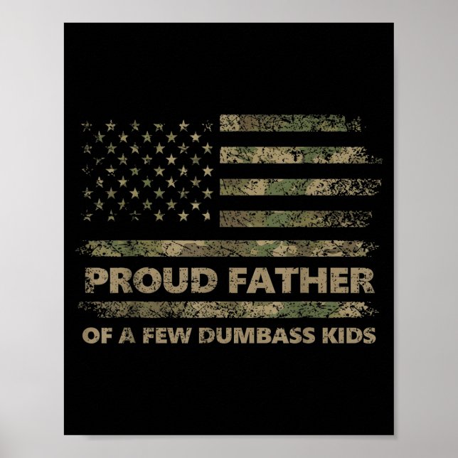 Stolt far till några barn rolig fars dag camo poster (Framsidan)