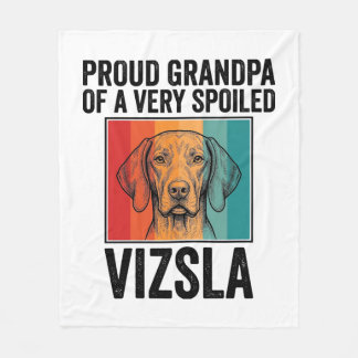 Stolt farfar Vizsla Vintage hundälskare design_1 Fleecefilt