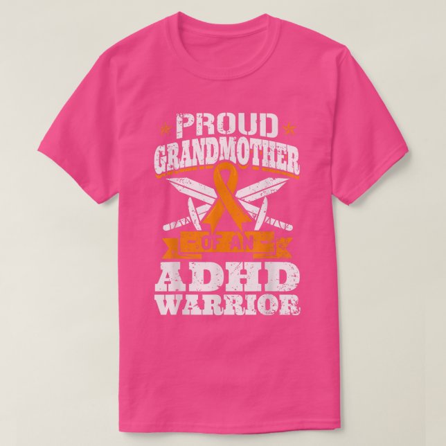 stolt farmor från ADHD Warrior Orange Awaren T Shirt (Design framsida)