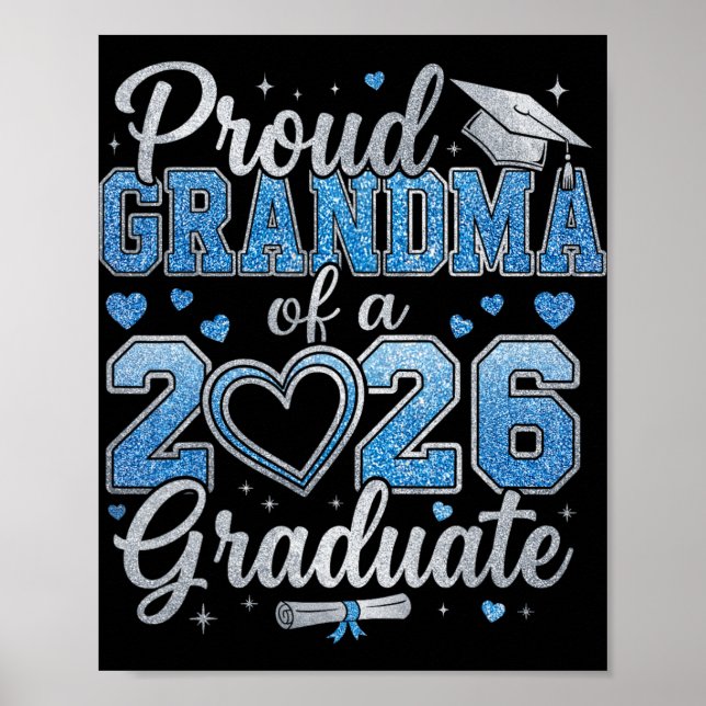 Stolt farmor till en examenklass 2026 avgångselev poster (Framsidan)