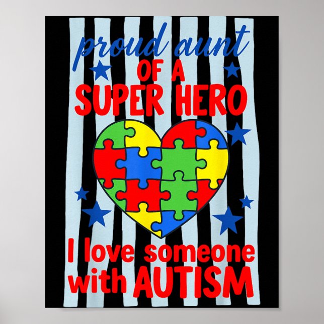 Stolt Faster Superhjälte Autism Medvetenhet Pussel Poster (Framsidan)
