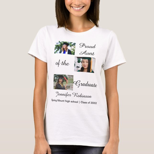 Stolt faster till examen Anpassade foton namn  T Shirt (Framsida)