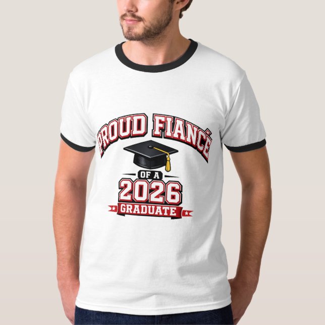 Stolt fästman till en 2026 examen varsity t shirt (Framsida)