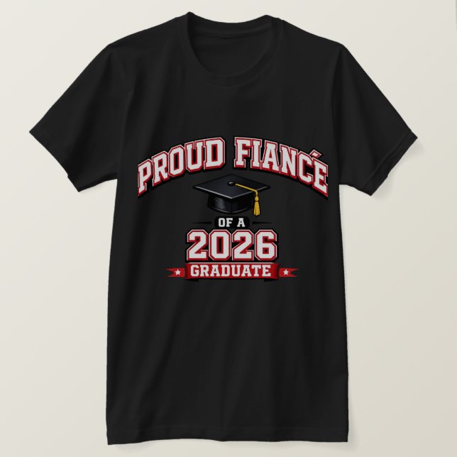 Stolt fästman till en 2026 varsity-examen t shirt (Design framsida)