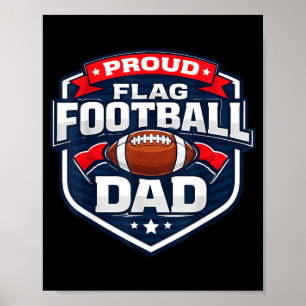 Stolt flaggfotbollspappa rolig far son dotter poster