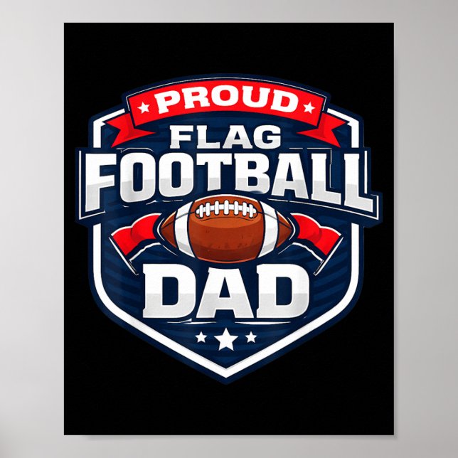 Stolt flaggfotbollspappa rolig far son dotter poster (Framsidan)