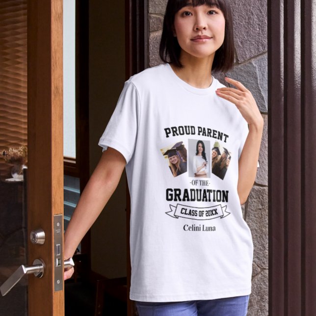 Stolt Förälder Examen 3 Foto Collage T Shirt (Skapare uppladdad)