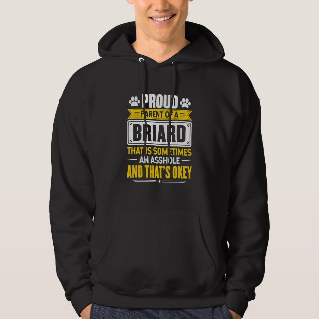 stolt förälder i Briard Hundägare Mamma Pappa Hoodie (Framsida)