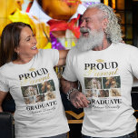 stolt förälder i Student T-Shirt<br><div class="desc">Vid ceremonin i elegant studenten t-shirt med studenter-pantarkort,  fem foton av din son eller dotter,  talesättet "stolt förälder till student",  deras namn,  ställe och klassår.</div>