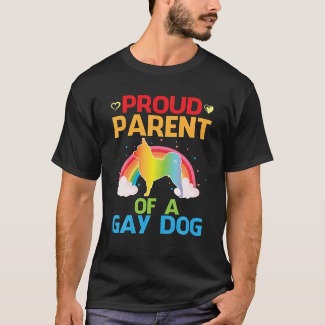 stolt förälder till Gay Chihuahua Hund Far T Shirt (Framsida)