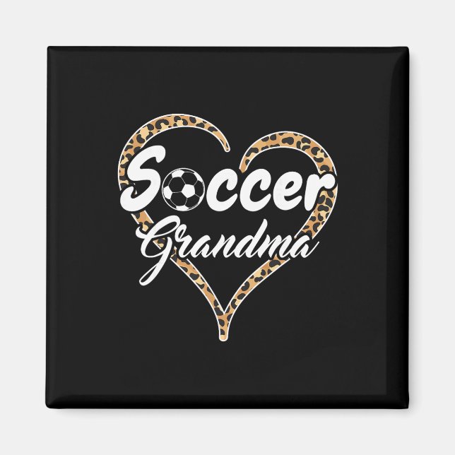 Stolt fotbollsmormor Leopard Heart  Magnet (Framsidan)