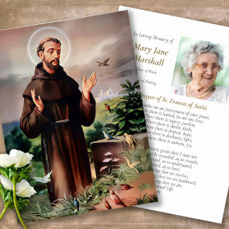 Stolt Francis of Assisi Sympathy Prayer Card Visitkort