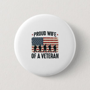 Stolt fru till en patriotisk veteran skjortdesign knapp