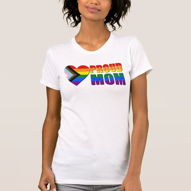 Stolt gay mamma Progress Pride Word T Shirt (Framsida)