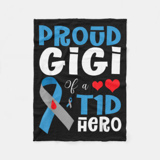 Stolt Gigi av en T1d Hjälte Typ 1 Diabetes Medvete Fleecefilt