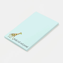 Stolt giraff som är högväxt och post-it block