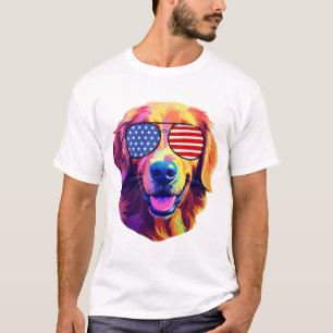 Stolt Golden Retriever Amerikansk Flagga solglasög T Shirt