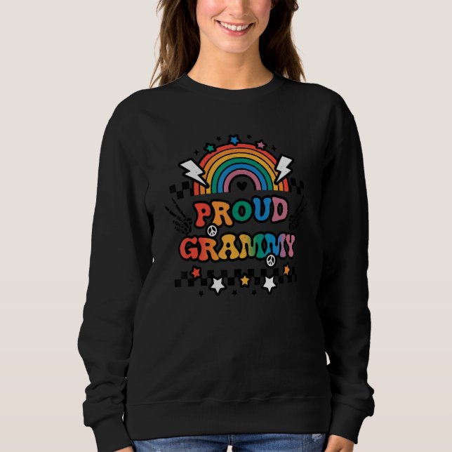 Stolt Grammy Hbtq Regnbåge Retro Gay Pride Månad T Shirt (Framsida)