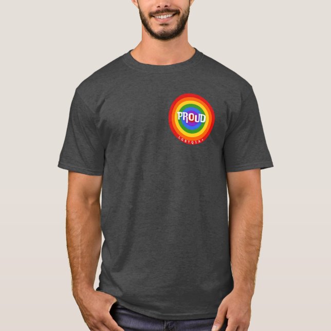STOLT HBTQIA färgrik regnbågssamhällets stöd  T Shirt (Framsida)