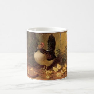 Stolt höna och hennes kycklingar (små kycklingar) kaffemugg