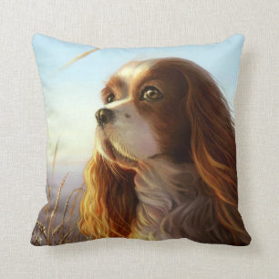 Stolt hund för kung Charles i höstmålning Kudde