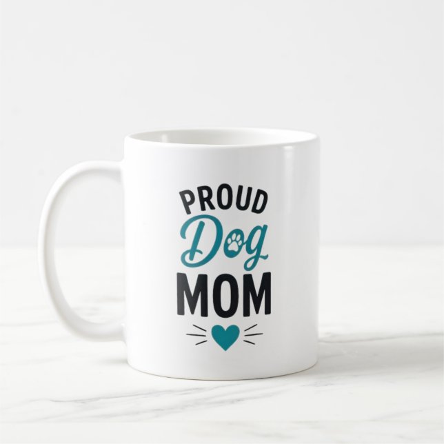 Stolt Hundmamma Hundälskare Typografisk Design Kaffemugg (Vänster)