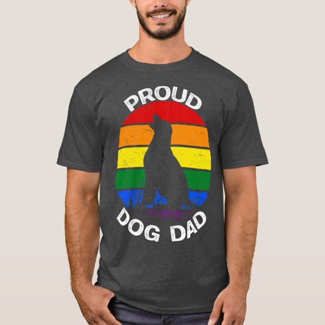 Stolt hundpappa Pride regnbåge vintage T Shirt (Framsida)