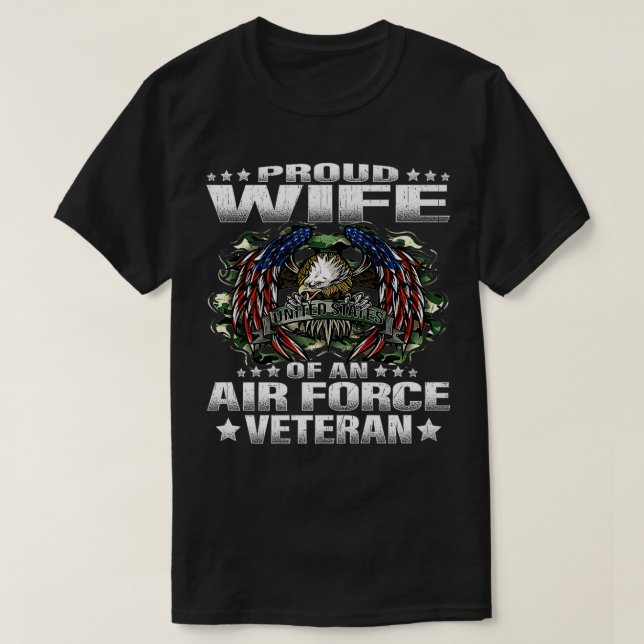 stolt hustru till en Luft-styrkans militära Vet Sp T Shirt (Design framsida)
