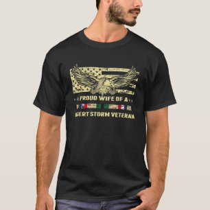 stolt hustru till en ökenstorm Veterans militära V T Shirt